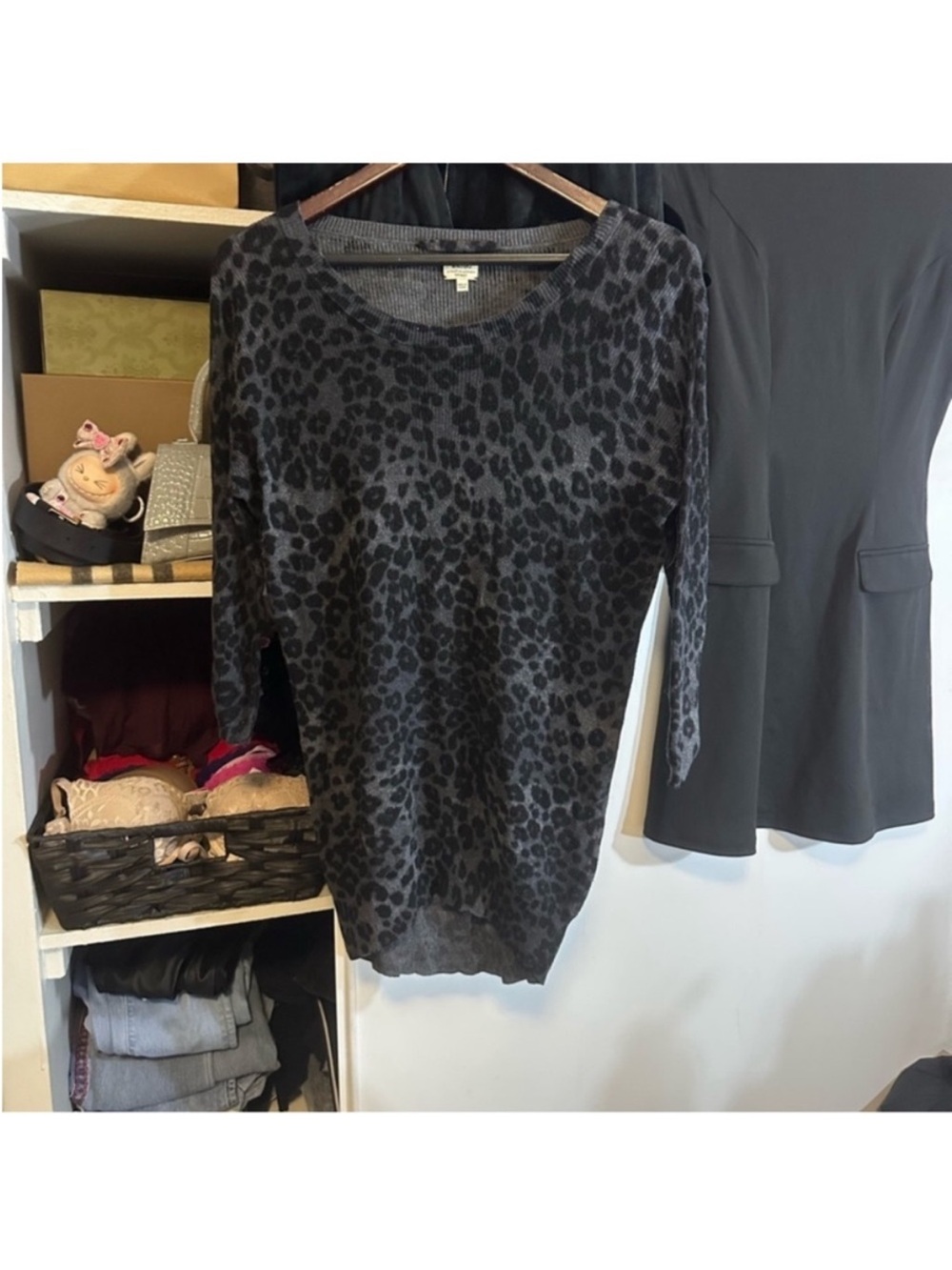 Wilfred Black & Charcoal Leopard-Print Scoop-Neck Sweater